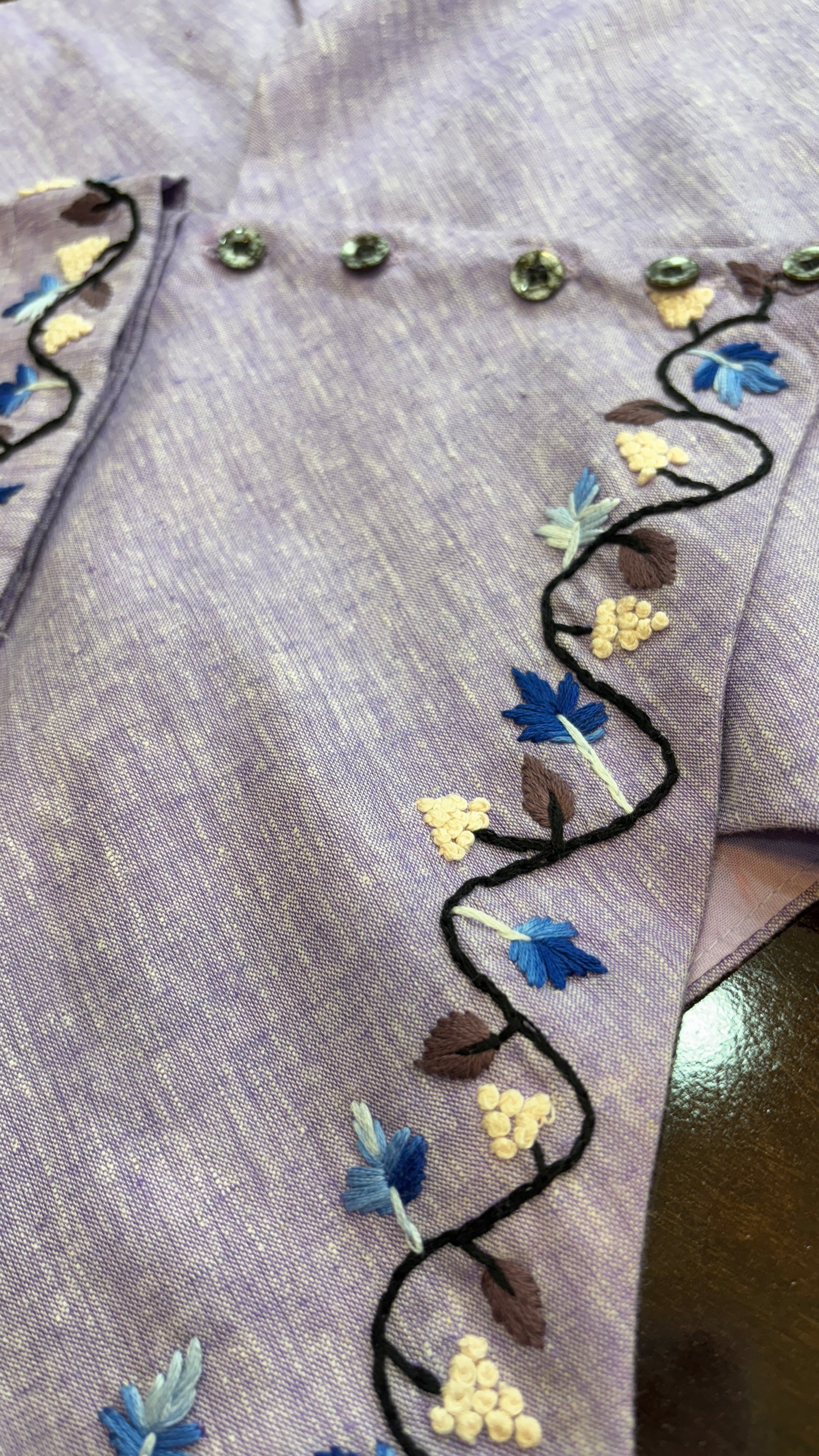 Lavender Hand Embroidered Linen Co-ord Set