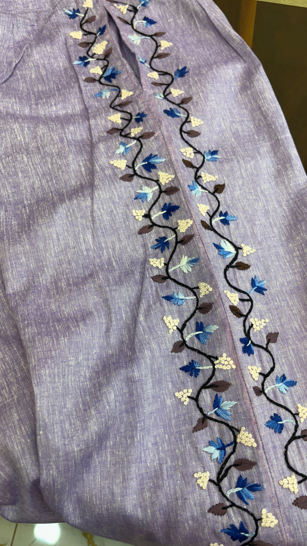 Lavender Hand Embroidered Linen Co-ord Set