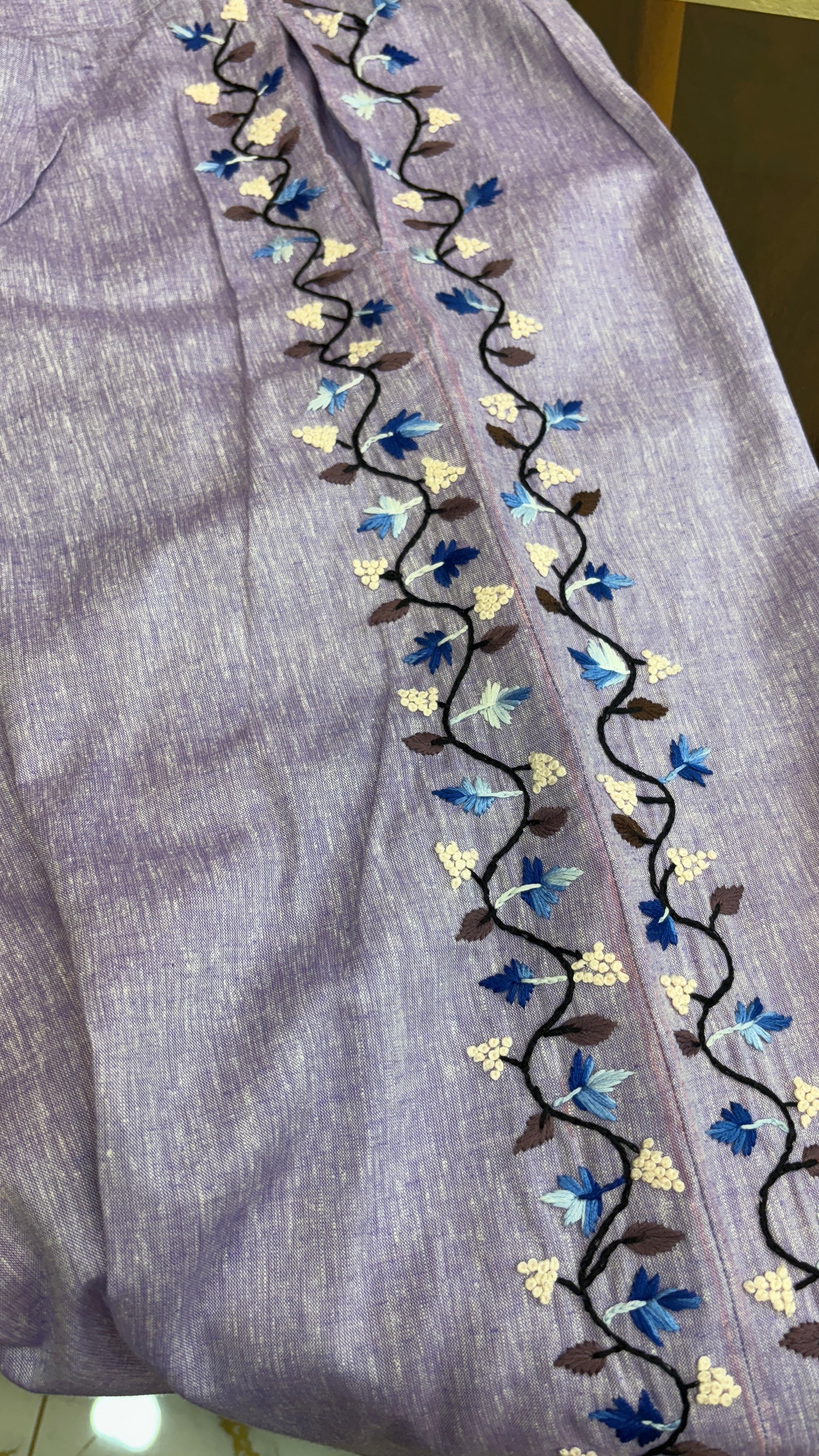 Lavender Hand Embroidered Linen Co-ord Set