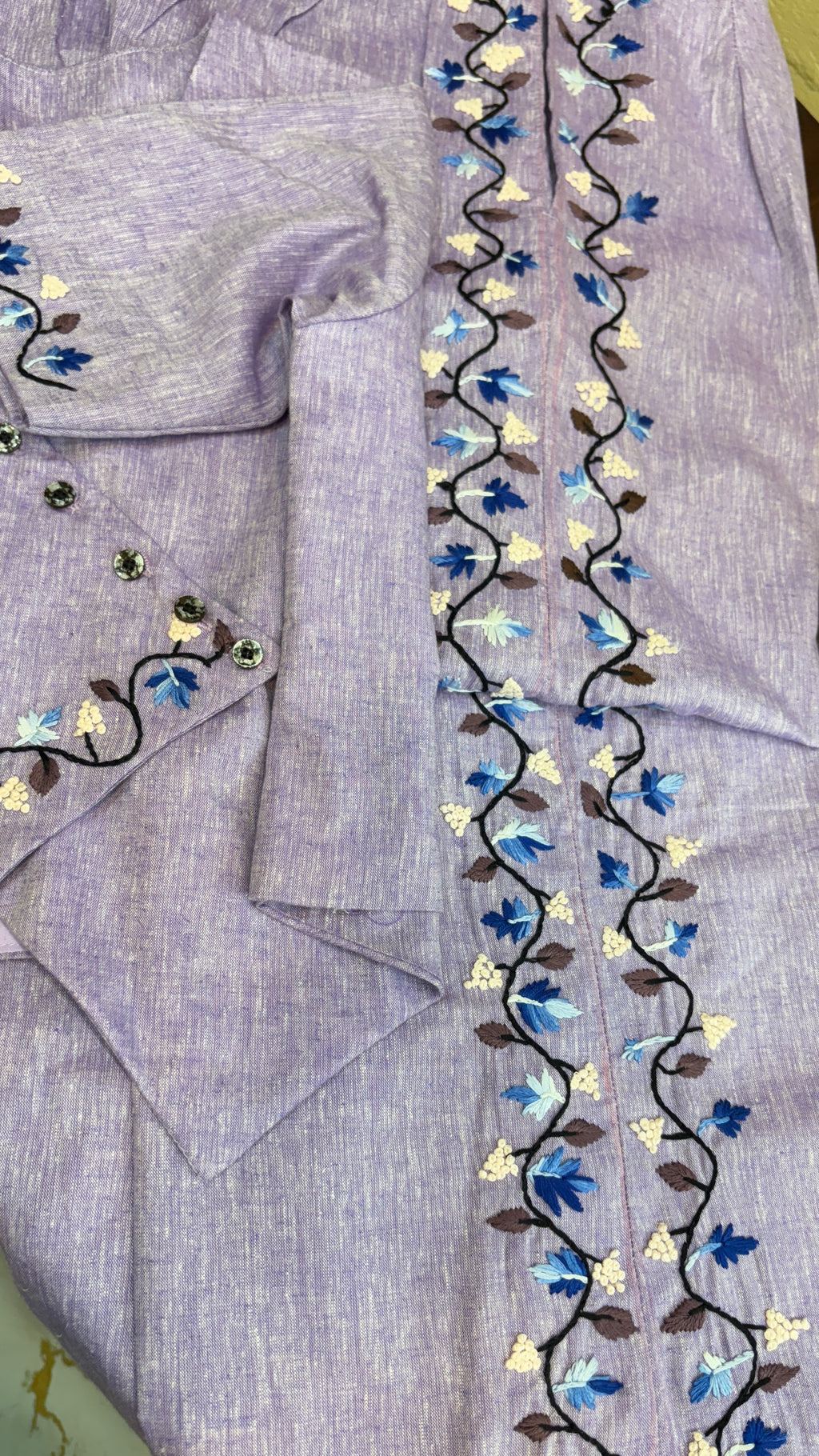 Lavender Hand Embroidered Linen Co-ord Set