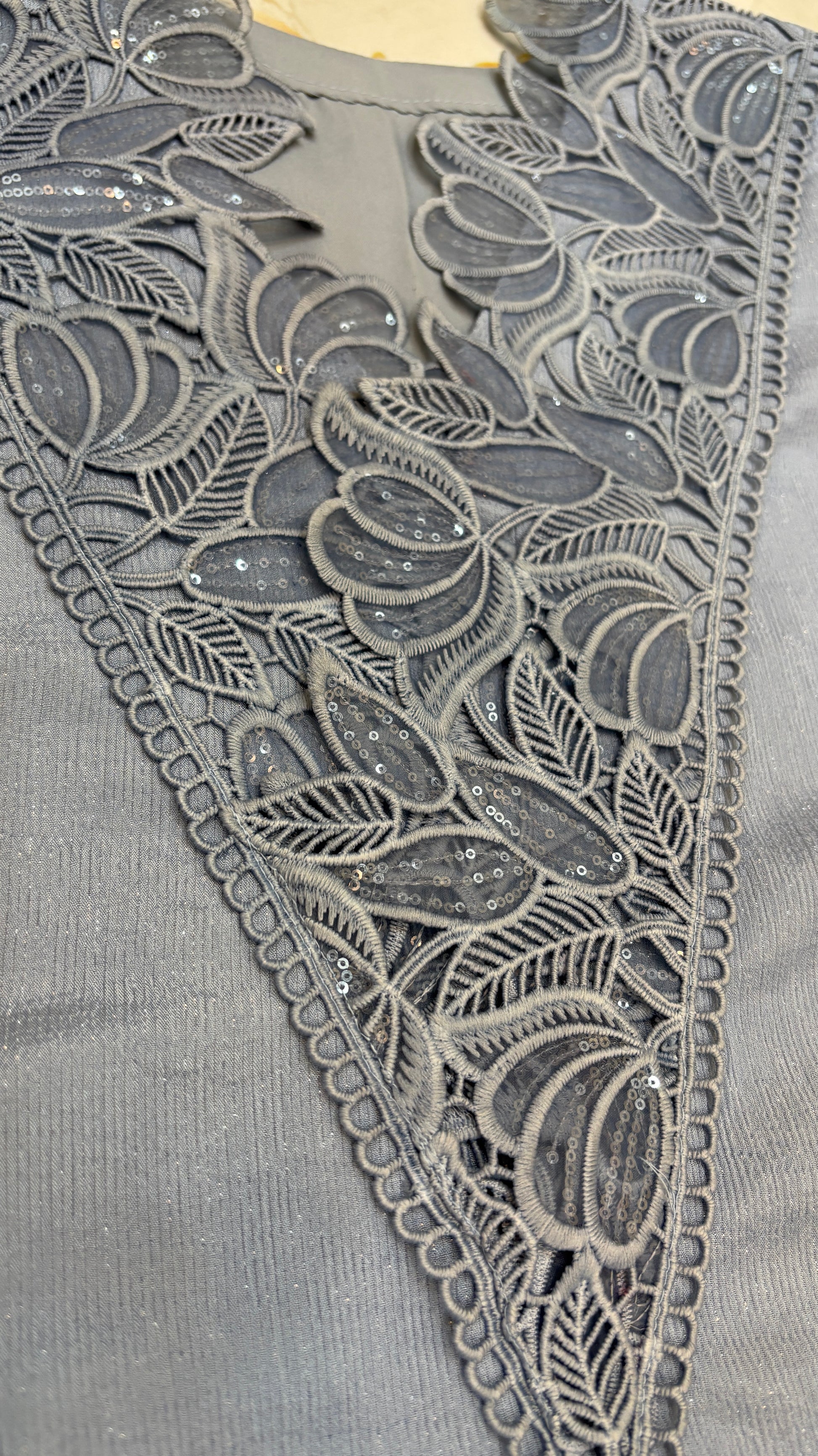 Silver Mist – Lace Accent Kurta Set