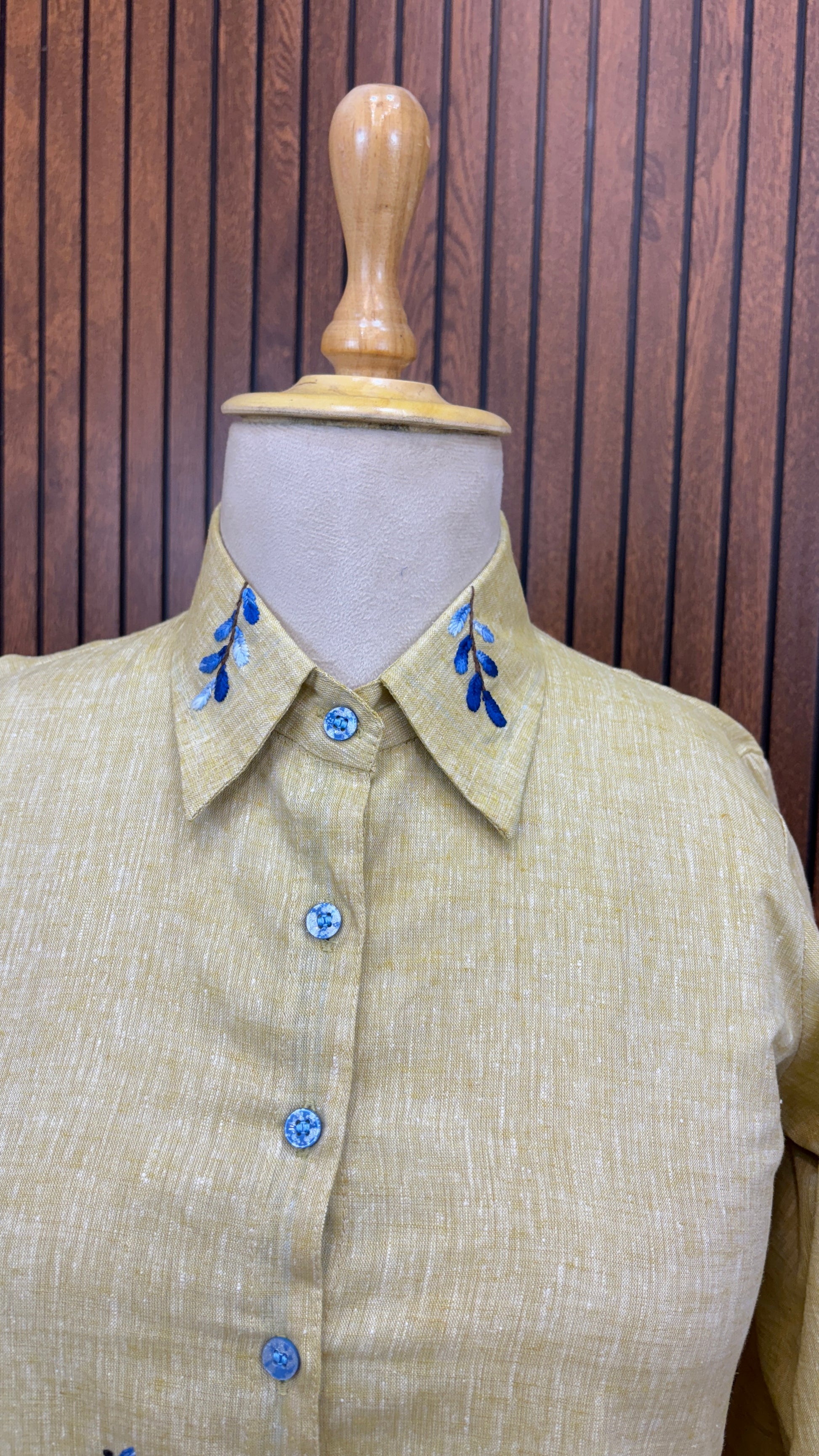 Nature-Inspired Beige Pure Linen Hand Embroidered Co-ord Set