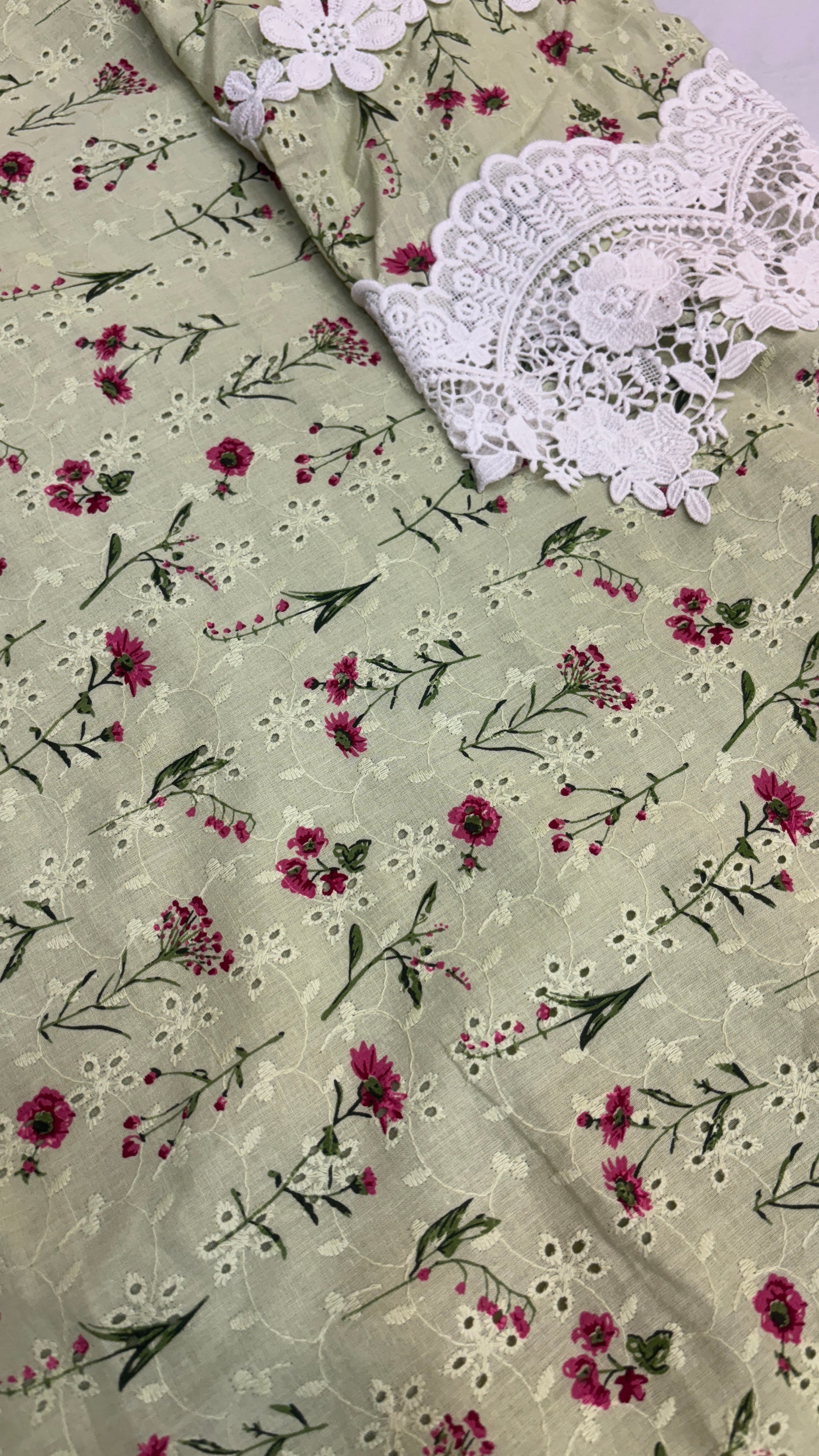 Green Blossom Lace Kurta