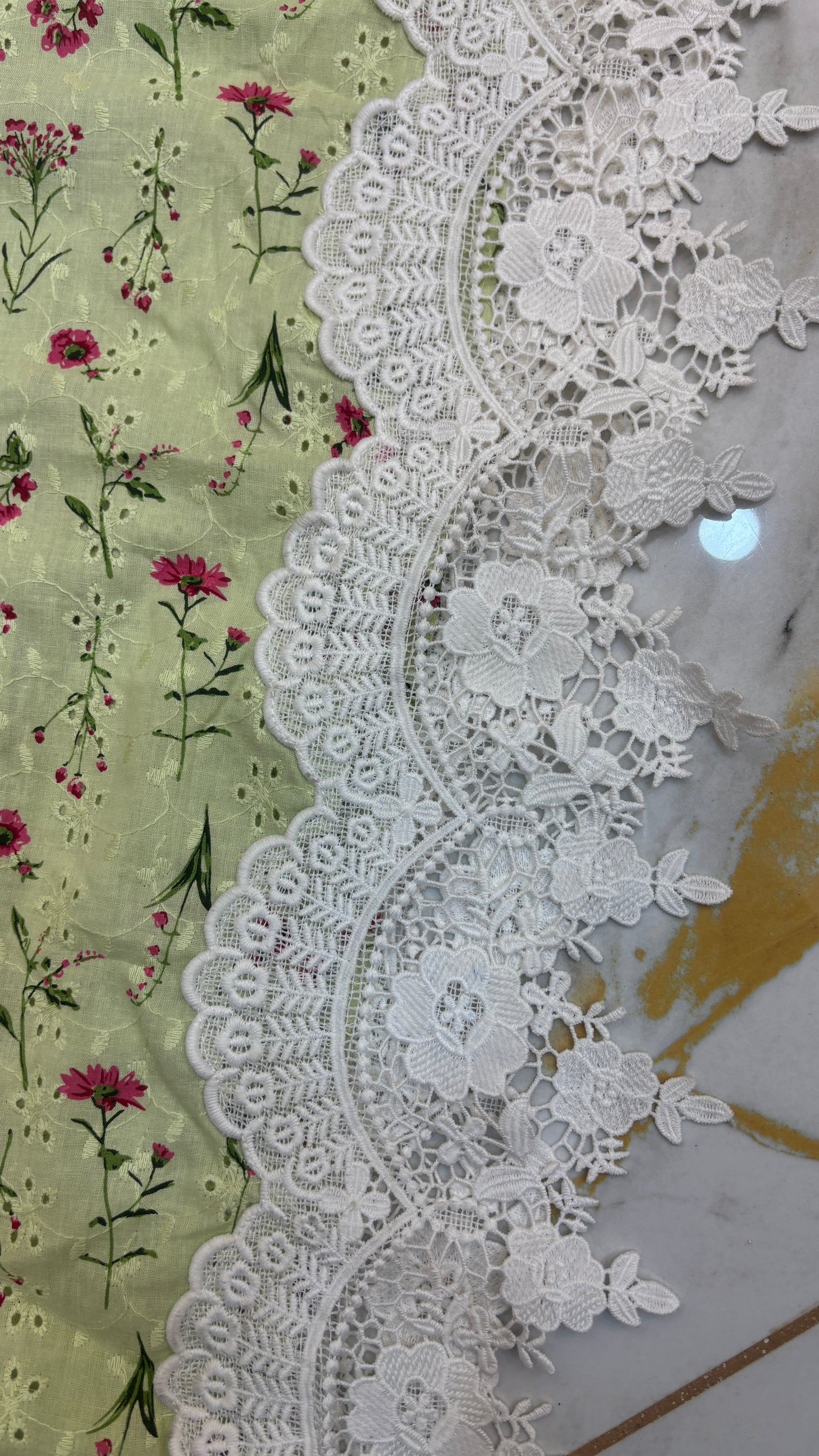 Green Blossom Lace Kurta