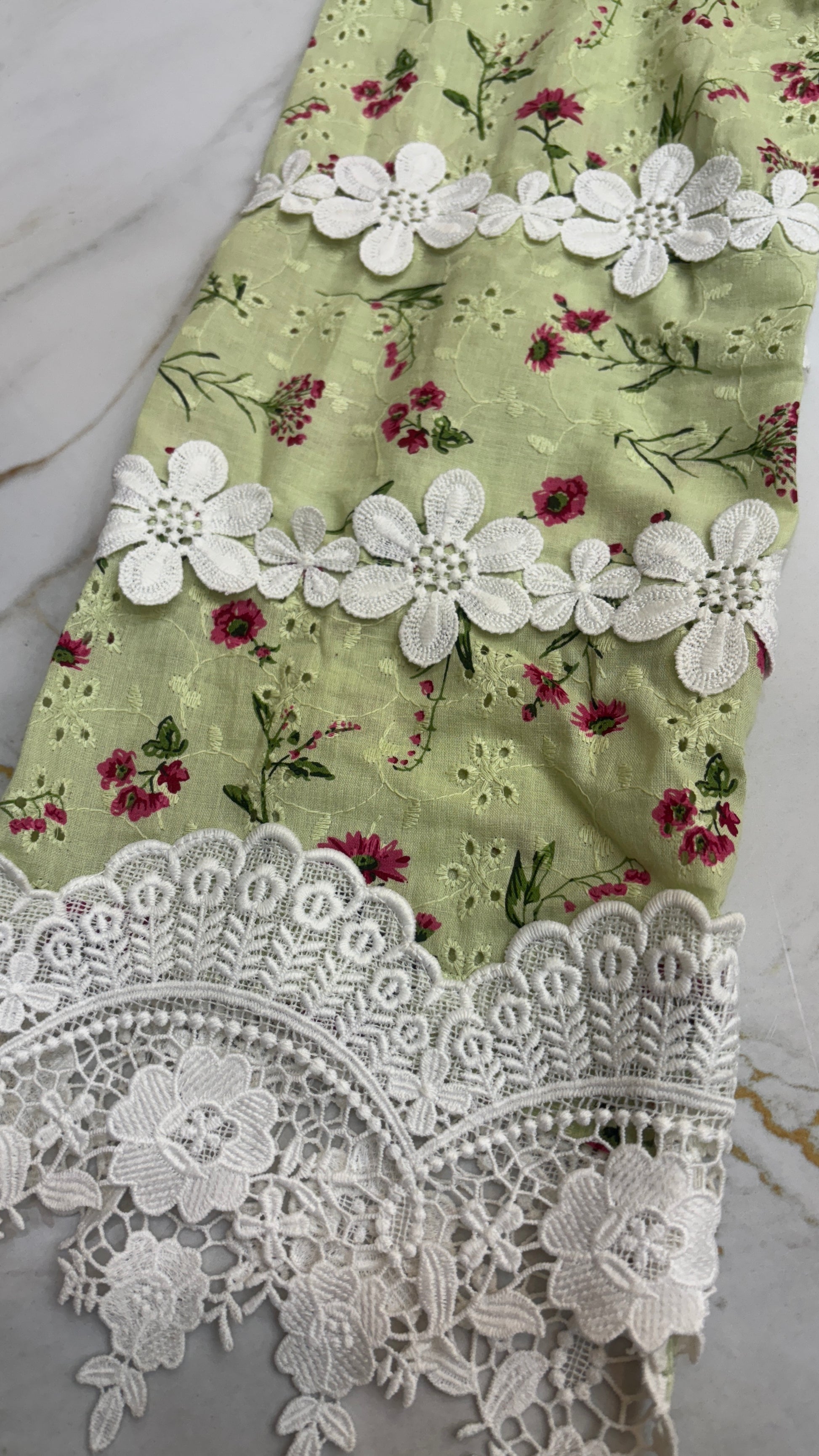 Green Blossom Lace Kurta